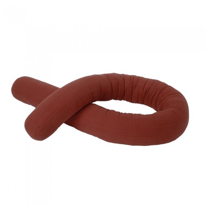 Protectie pentru patut din bumbac organic - Sleeping Snake - Rust - Kikadu Truly Organic