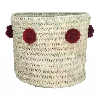 Cos de depozitare mic din frunze de palmier cu detalii rust - Kikadu Truly Organic Cos de depozitare mic din frunze de palmier cu detalii rust - Kikadu Truly Organic