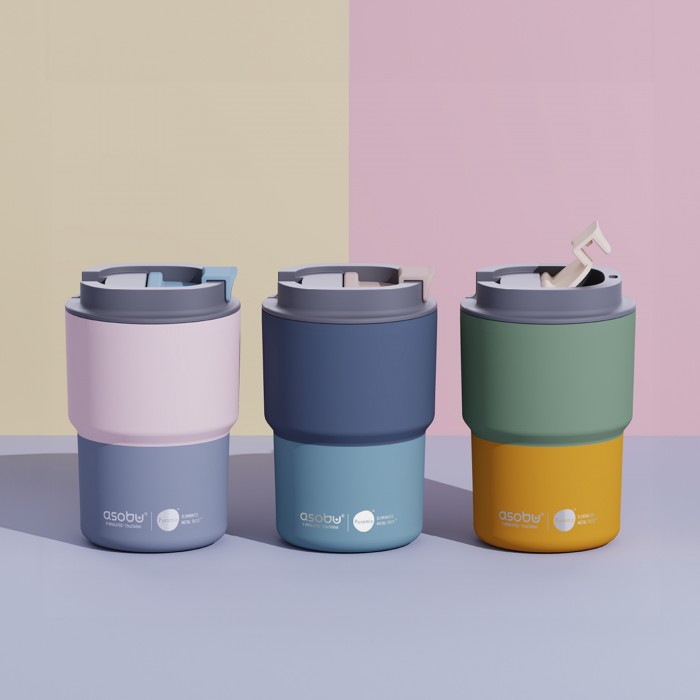 Cana termos cu interior ceramic - Coffe Expres - Special Edition - Pastel Blue - Asobu