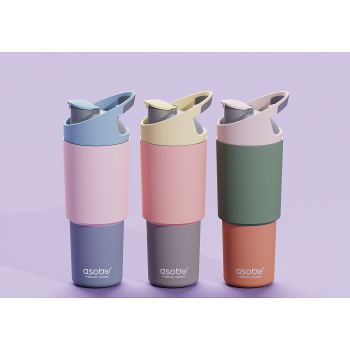 Sticla termos cu invels ceramic in interior Cosmic - Editie speciala - Pastel Peach - Asobu