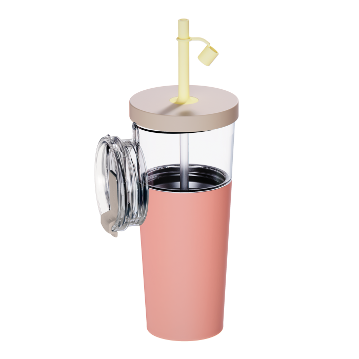 Cana termos 2 IN 1cu izolare tripla - MARINA - Pastel Peach - Asobu