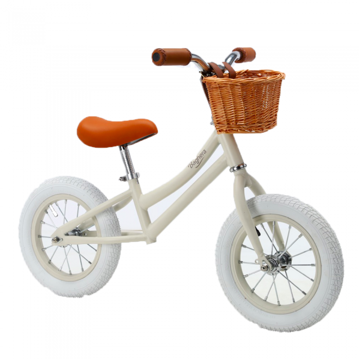 Bicicleta de echilibru fara pedale cu casca - Ivory White - Baghera Bicicleta de echilibru fara pedale cu casca - Ivory White - Baghera