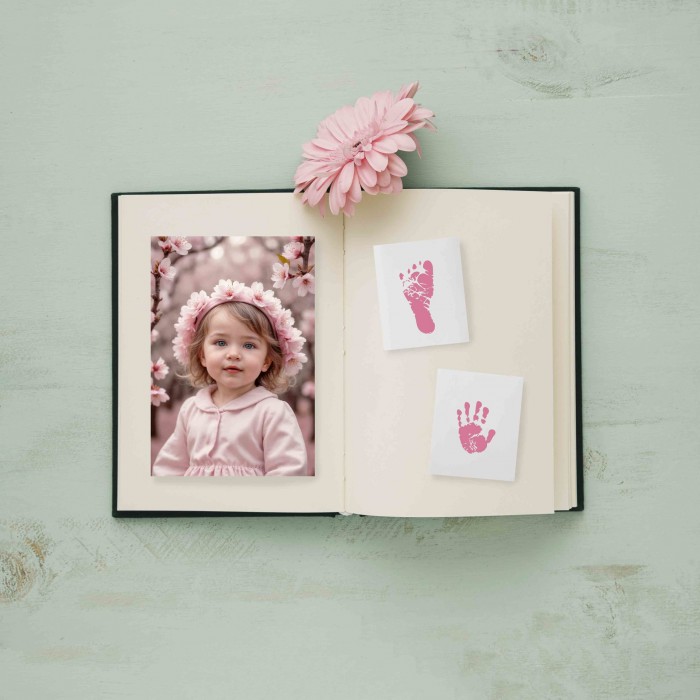 Kit de amprenta cu tus - Happy Hands - Pink - Dooky