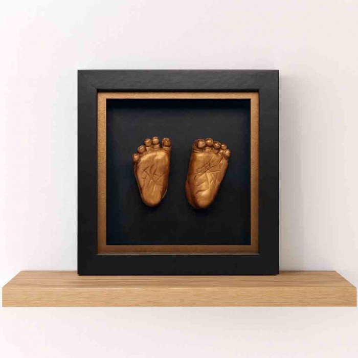 Kit amprenta 3D pentru bebelusi cu rama de lemn - Black Bronze - HAPPY HANDS - Dooky