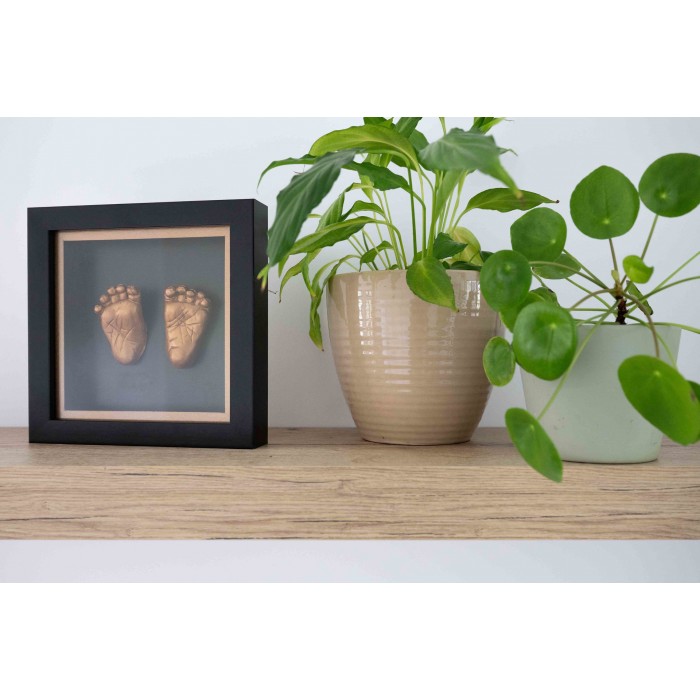 Kit amprenta 3D pentru bebelusi cu rama de lemn - Black Bronze - HAPPY HANDS - Dooky