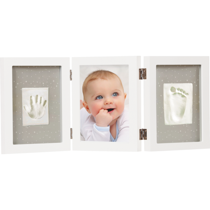 Cutie pentru amintirile bebelusului cu kit amprenta 2D - Triple Frame White - Dooky