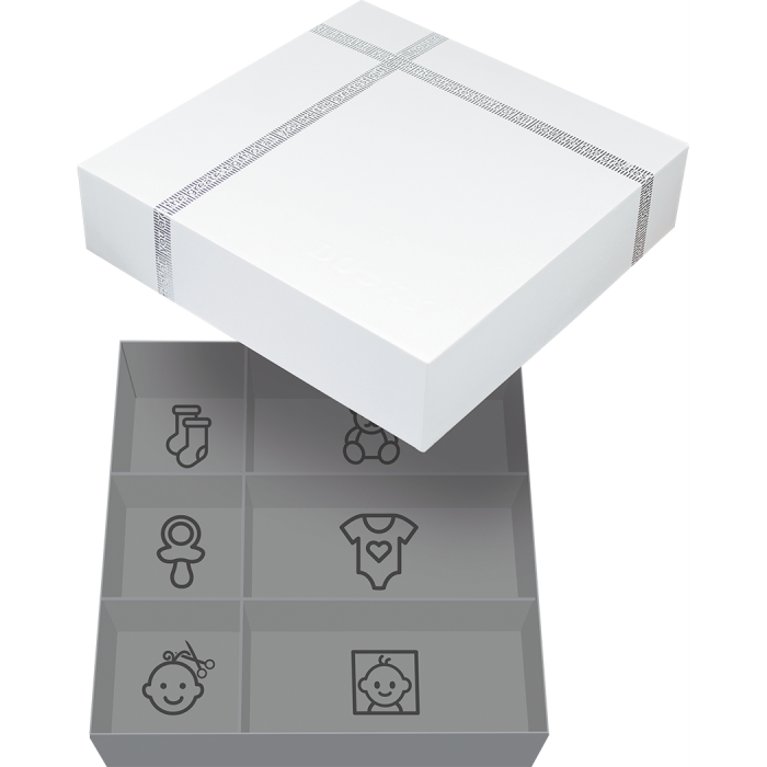 Cutie pentru amintirile bebelusului cu kit amprenta 2D - Triple Frame White - Dooky