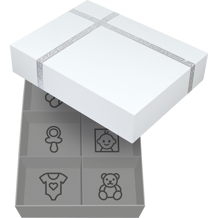 Cutie pentru amintirile bebelusului cu kit amprenta 2D - Double Frame White - Dooky