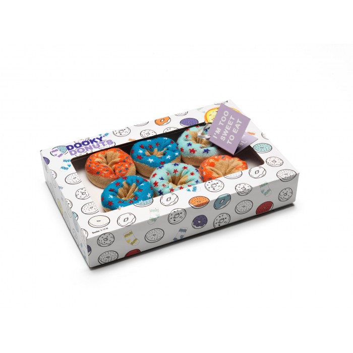 Cadou pentru ocazii speciale - Set 3 sosetute pentru bebelusi - Blueberry Orange Donut - Dooky