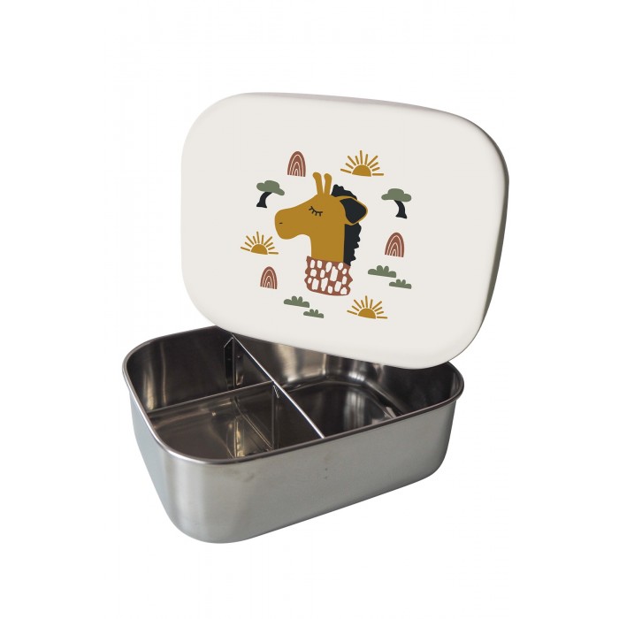 Caserola din otel inoxidabil cu capac din silicon - Girafe Natural - Kikadu Truly Organic