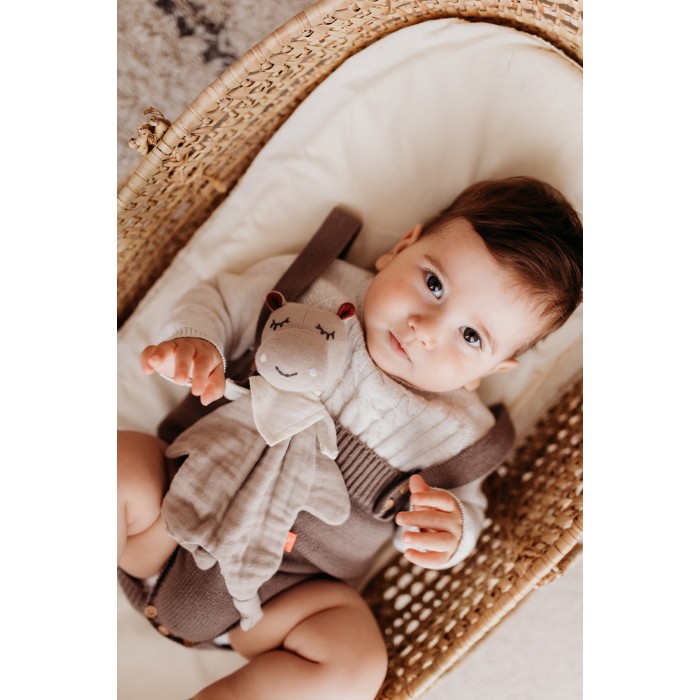 Doudou comforter din muselina din bumbac organic - Hippo - Kikadu Truly Organic