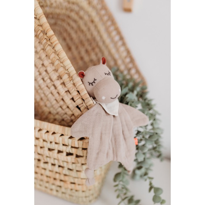 Doudou comforter din muselina din bumbac organic - Hippo - Kikadu Truly Organic