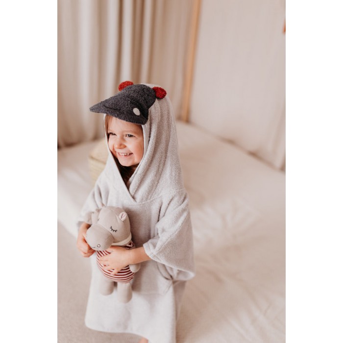 Poncho pentru baie din bumbac organic - Hipopotam - Kikadu Truly Organic