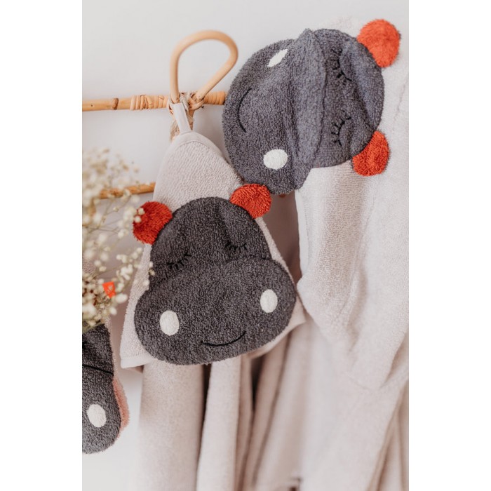 Poncho pentru baie din bumbac organic - Hipopotam - Kikadu Truly Organic