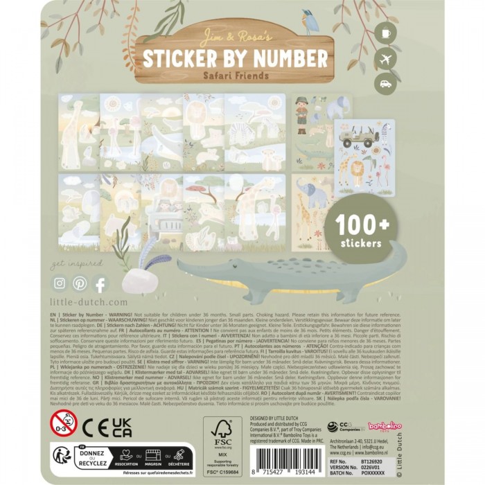 Carte cu autocolante - Jim - Safari Friends - Little Dutch