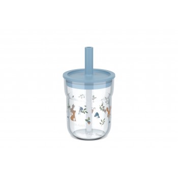 Pahar cu pai si capac - Forest Friends - 250 ml - Little Dutch