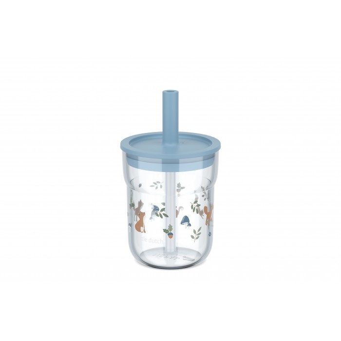 Pahar cu pai si capac - Forest Friends - 250 ml - Little Dutch
