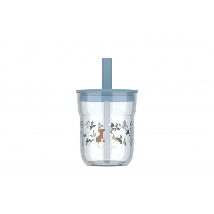 Pahar cu pai si capac - Forest Friends - 250 ml - Little Dutch