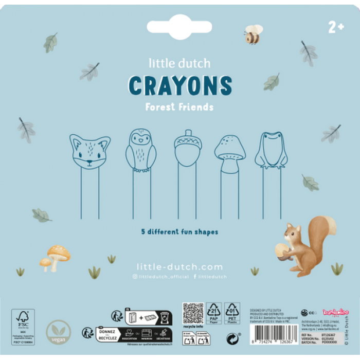 Creioane cerate in forma de anumalute - Forest Friends - Little Dutch