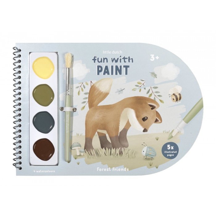 Carte pentru pictat cu acuarele incluse - Forest Friends - Little Dutch