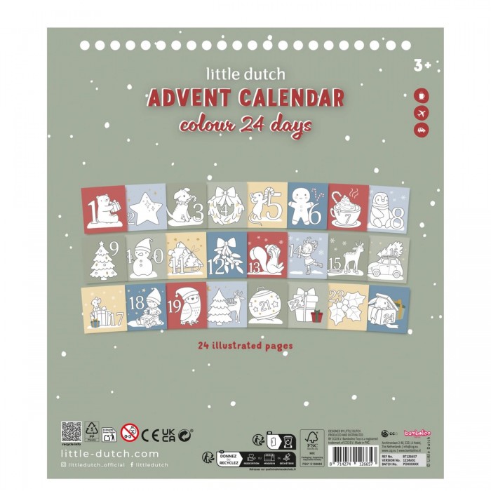 Carte de colorat - Calendar de advent - Little Dutch