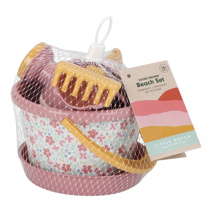 Jucarii pentru plaja - set de 5 piese - Pink Flowers - Little Dutch