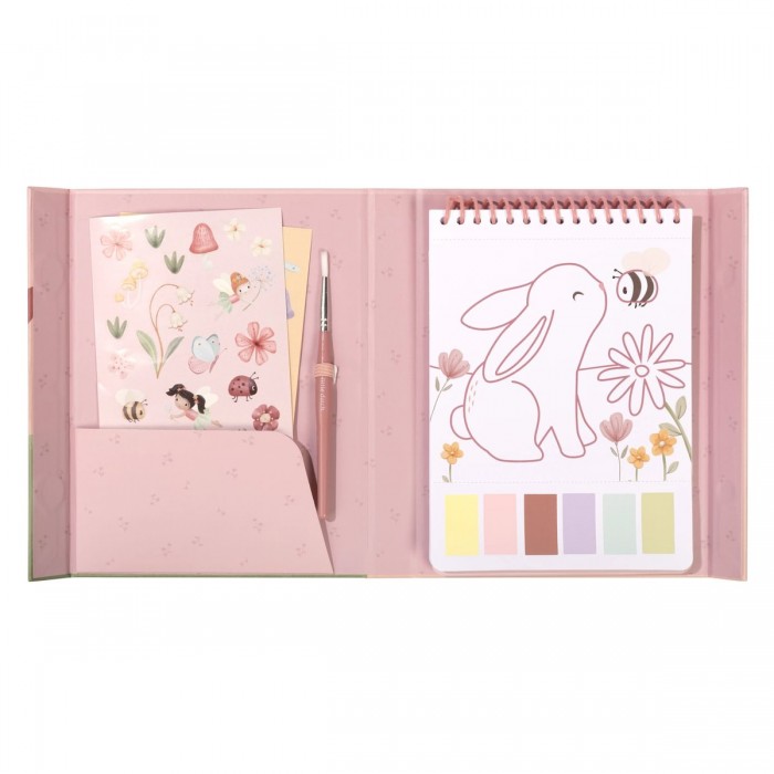 Carte de pictat cu acuarele si stickere - Rosa Fairy Garden - Little Dutch