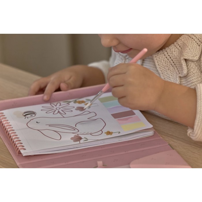 Carte de pictat cu acuarele si stickere - Rosa Fairy Garden - Little Dutch