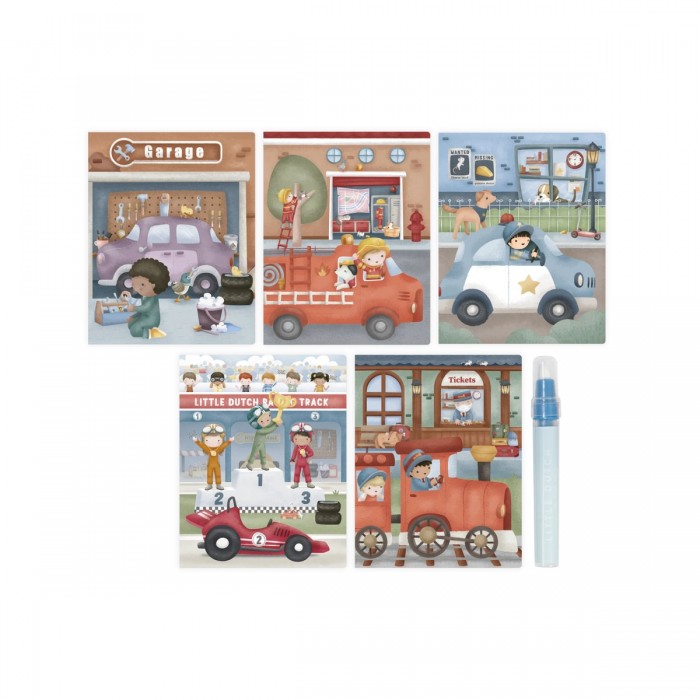 Carte magica de colorat cu apa - Jim Vehicles - Little Dutch