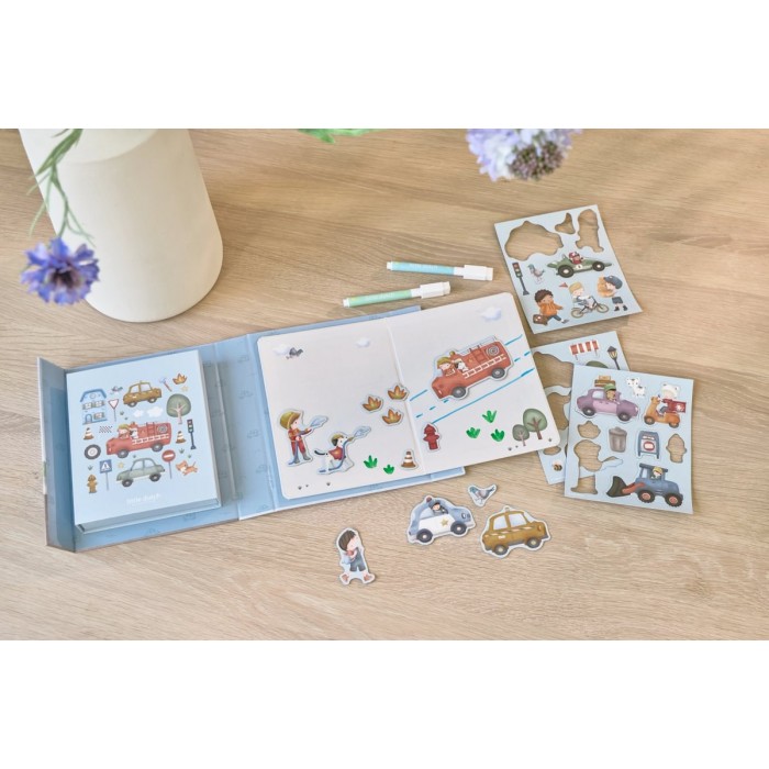 Carte magnetica cu figurine - Jim Vehicles - Little Dutch