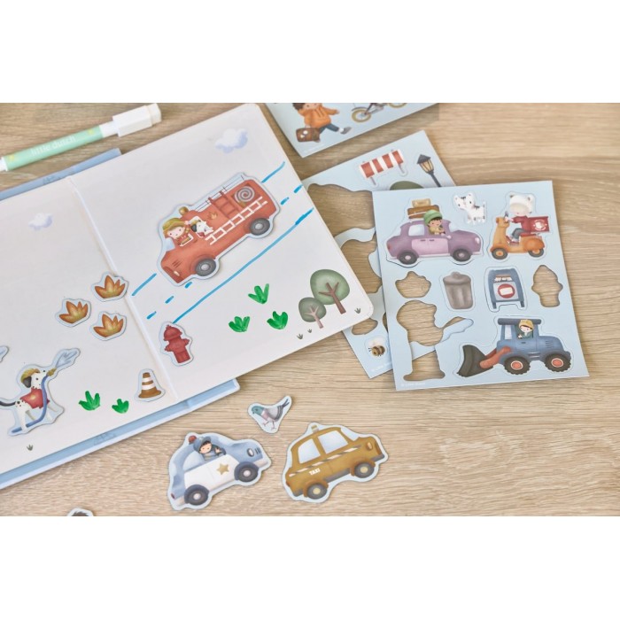 Carte magnetica cu figurine - Jim Vehicles - Little Dutch