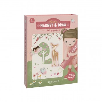 Carte magnetica cu figurine - Rosa Fairy Garden - Little Dutch