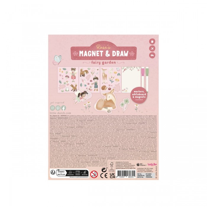 Carte magnetica cu figurine - Rosa Fairy Garden - Little Dutch