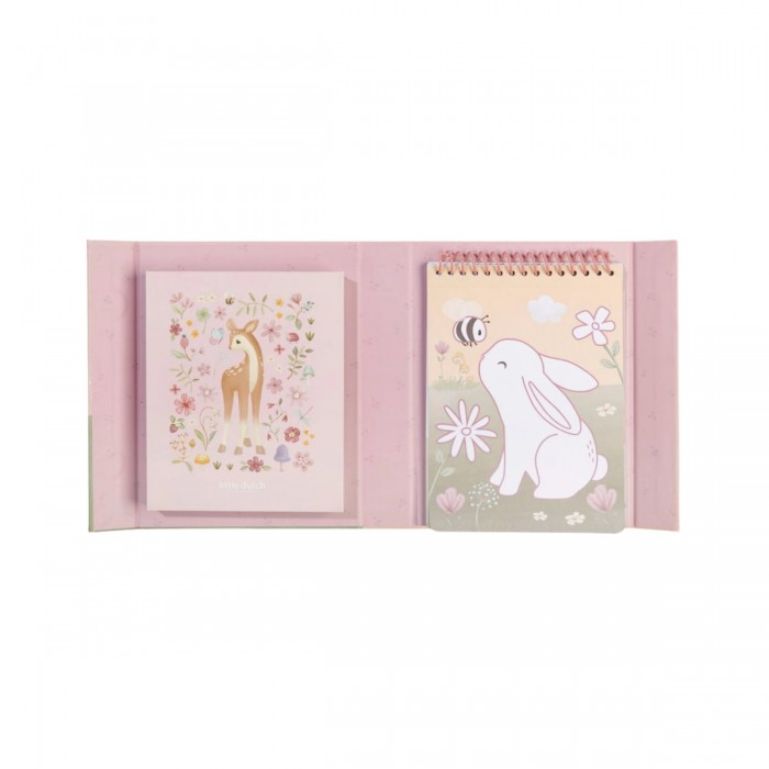 Set de colorat cu carte, creioane si stickere - Rosa Fairy Garden - Little Dutch