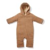 Salopeta tricotata cu gluga pentru bebelusi - Brown - Little Dutch