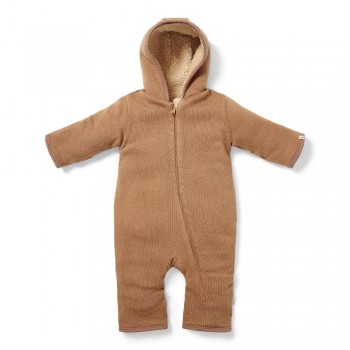 Salopeta tricotata cu gluga pentru bebelusi - Brown - Little Dutch Salopeta tricotata cu gluga pentru bebelusi - Brown - Little Dutch