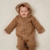 Salopeta tricotata cu gluga pentru bebelusi - Brown - Little Dutch