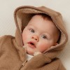 Salopeta tricotata cu gluga pentru bebelusi - Brown - Little Dutch