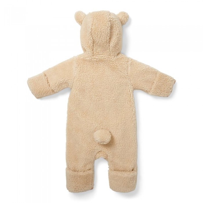 Salopeta captusita cu gluga din material teddy - Baby Bunny Sand - Little Dutch