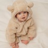 Salopeta captusita cu gluga din material teddy - Baby Bunny Sand - Little Dutch