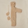 Salopeta captusita cu gluga din material teddy - Baby Bunny Sand - Little Dutch