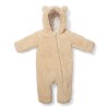Salopeta captusita cu gluga din material teddy - Baby Bunny Sand - Little Dutch