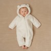 Salopeta captusita cu gluga din material teddy - Baby Bunny - Off White - Little Dutch
