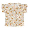 Tricou cu maneca scurta cu volanase din bumbac organic - Vintage Little Flowers - Little Dutch