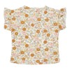 Tricou cu maneca scurta cu volanase din bumbac organic - Vintage Little Flowers - Little Dutch