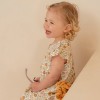 Tricou cu maneca scurta cu volanase din bumbac organic - Vintage Little Flowers - Little Dutch