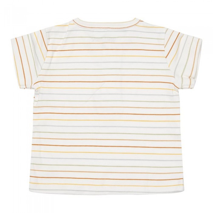 Tricou cu maneca scurta cu volanase din bumbac organic - Vintage Sunny Stripes - Little Dutch