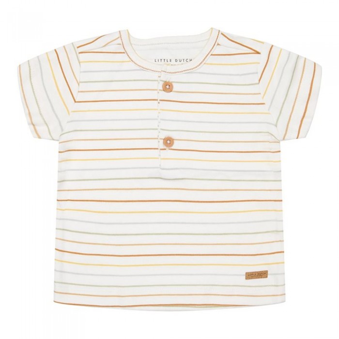 Tricou cu maneca scurta cu volanase din bumbac organic - Vintage Sunny Stripes - Little Dutch