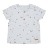 Tricou cu maneca scurta cu volanase din bumbac organic - Sailors Bay Blue - Little Dutch
