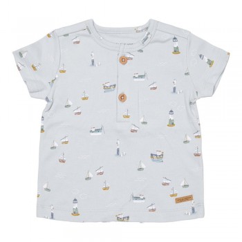 Tricou cu maneca scurta cu volanase din bumbac organic - Sailors Bay Blue - Little Dutch Tricou cu maneca scurta cu volanase din bumbac organic - Sailors Bay Blue - Little Dutch